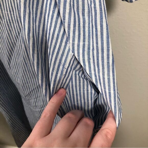 Mittoshop NWT Blue White Striped Short Sleeve Crossback Mini Dress size medium - Picture 6 of 10